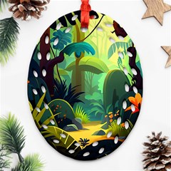 Jungle Rainforest Tropical Forest Jungle Scene Oval Filigree Ornament (two Sides) by Jancukart