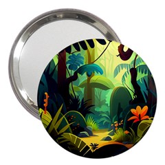 Jungle Rainforest Tropical Forest Jungle Scene 3  Handbag Mirrors by Jancukart