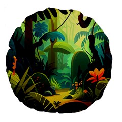 Jungle Rainforest Tropical Forest Jungle Scene Large 18  Premium Round Cushions