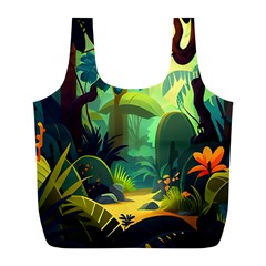 Jungle Rainforest Tropical Forest Jungle Scene Full Print Recycle Bag (l)