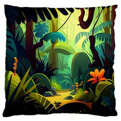 Jungle Rainforest Tropical Forest Jungle Scene Standard Premium Plush Fleece Cushion Case (two Sides)