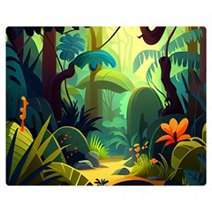 Jungle Rainforest Tropical Forest Jungle Scene Premium Plush Fleece Blanket (medium)