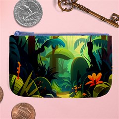 Jungle Rainforest Tropical Forest Jungle Scene Large Coin Purse