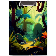 Jungle Rainforest Tropical Forest Jungle Scene A4 Acrylic Clipboard by Jancukart