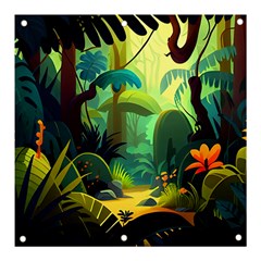 Jungle Rainforest Tropical Forest Jungle Scene Banner And Sign 3  X 3  by Jancukart