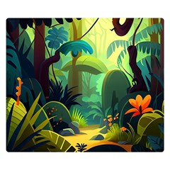 Jungle Rainforest Tropical Forest Jungle Scene One Side Premium Plush Fleece Blanket (small)