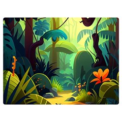 Jungle Rainforest Tropical Forest Jungle Scene One Side Premium Plush Fleece Blanket (extra Small)