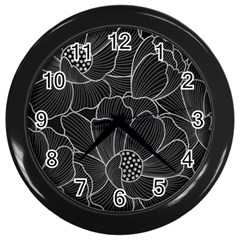 Flower Pattern Background Floral Beautiful Bloom Wall Clock (black) by Jancukart