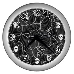 Flower Pattern Background Floral Beautiful Bloom Wall Clock (silver) by Jancukart