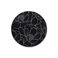 Flower Pattern Background Floral Beautiful Bloom Rubber Round Coaster (4 Pack) by Jancukart