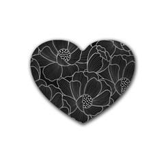 Flower Pattern Background Floral Beautiful Bloom Rubber Heart Coaster (4 Pack) by Jancukart