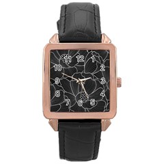 Flower Pattern Background Floral Beautiful Bloom Rose Gold Leather Watch 