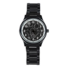 Flower Pattern Background Floral Beautiful Bloom Stainless Steel Round Watch