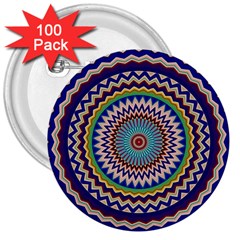 Kaleidoscope Geometric Circles Mandala Pattern 3  Buttons (100 Pack) 