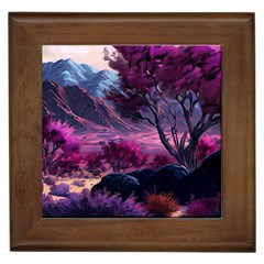 Landscape Landscape Painting Purple Purple Trees Framed Tile by Jancukart