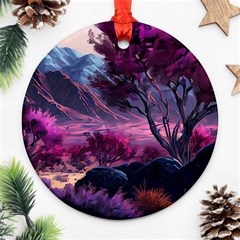 Landscape Landscape Painting Purple Purple Trees Ornament (round)