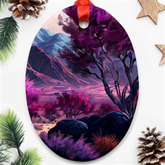 Landscape Landscape Painting Purple Purple Trees Ornament (oval)