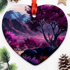 Landscape Landscape Painting Purple Purple Trees Ornament (heart)