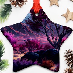 Landscape Landscape Painting Purple Purple Trees Ornament (star)