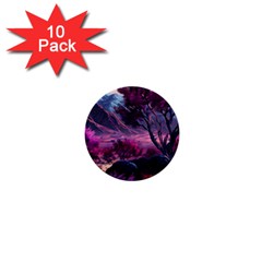 Landscape Landscape Painting Purple Purple Trees 1  Mini Buttons (10 Pack) 