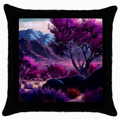 Landscape Landscape Painting Purple Purple Trees Throw Pillow Case (black) by Jancukart