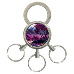 Landscape Landscape Painting Purple Purple Trees 3-ring Key Chain