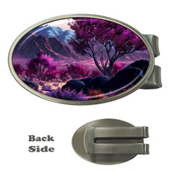 Landscape Landscape Painting Purple Purple Trees Money Clips (oval)  by Jancukart