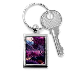 Landscape Landscape Painting Purple Purple Trees Key Chain (rectangle)