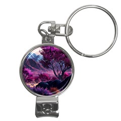 Landscape Landscape Painting Purple Purple Trees Nail Clippers Key Chain by Jancukart