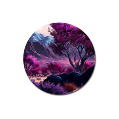 Landscape Landscape Painting Purple Purple Trees Magnet 3  (round)