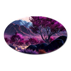 Landscape Landscape Painting Purple Purple Trees Oval Magnet