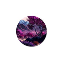 Landscape Landscape Painting Purple Purple Trees Golf Ball Marker