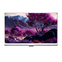 Landscape Landscape Painting Purple Purple Trees Business Card Holder