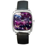 Landscape Landscape Painting Purple Purple Trees Square Metal Watch Front