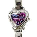 Landscape Landscape Painting Purple Purple Trees Heart Italian Charm Watch Front