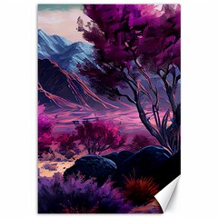 Landscape Landscape Painting Purple Purple Trees Canvas 12  X 18 