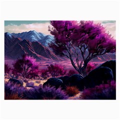 Landscape Landscape Painting Purple Purple Trees Large Glasses Cloth