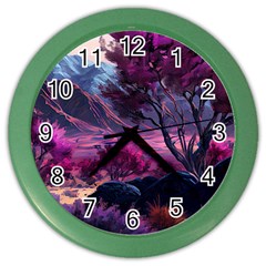 Landscape Landscape Painting Purple Purple Trees Color Wall Clock