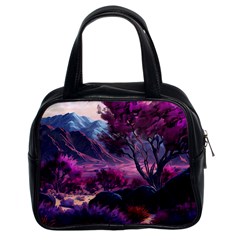 Landscape Landscape Painting Purple Purple Trees Classic Handbag (two Sides) by Jancukart