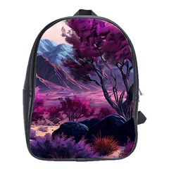 Landscape Landscape Painting Purple Purple Trees School Bag (large) by Jancukart