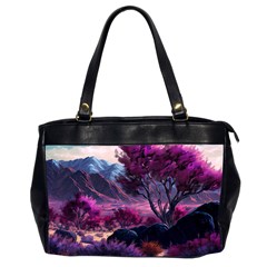 Landscape Landscape Painting Purple Purple Trees Oversize Office Handbag (2 Sides)