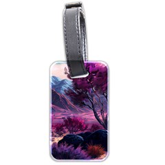 Landscape Landscape Painting Purple Purple Trees Luggage Tag (two Sides)