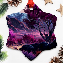 Landscape Landscape Painting Purple Purple Trees Ornament (snowflake) by Jancukart