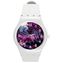 Landscape Landscape Painting Purple Purple Trees Round Plastic Sport Watch (m) by Jancukart