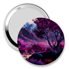 Landscape Landscape Painting Purple Purple Trees 3  Handbag Mirrors