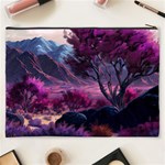 Landscape Landscape Painting Purple Purple Trees Cosmetic Bag (XXXL) Back