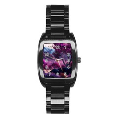 Landscape Landscape Painting Purple Purple Trees Stainless Steel Barrel Watch