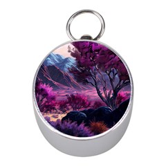 Landscape Landscape Painting Purple Purple Trees Mini Silver Compasses