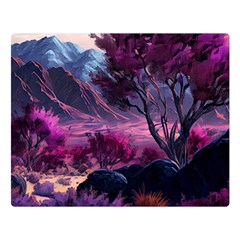 Landscape Landscape Painting Purple Purple Trees Premium Plush Fleece Blanket (large) by Jancukart