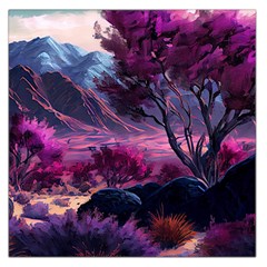 Landscape Landscape Painting Purple Purple Trees Square Satin Scarf (36  X 36 )